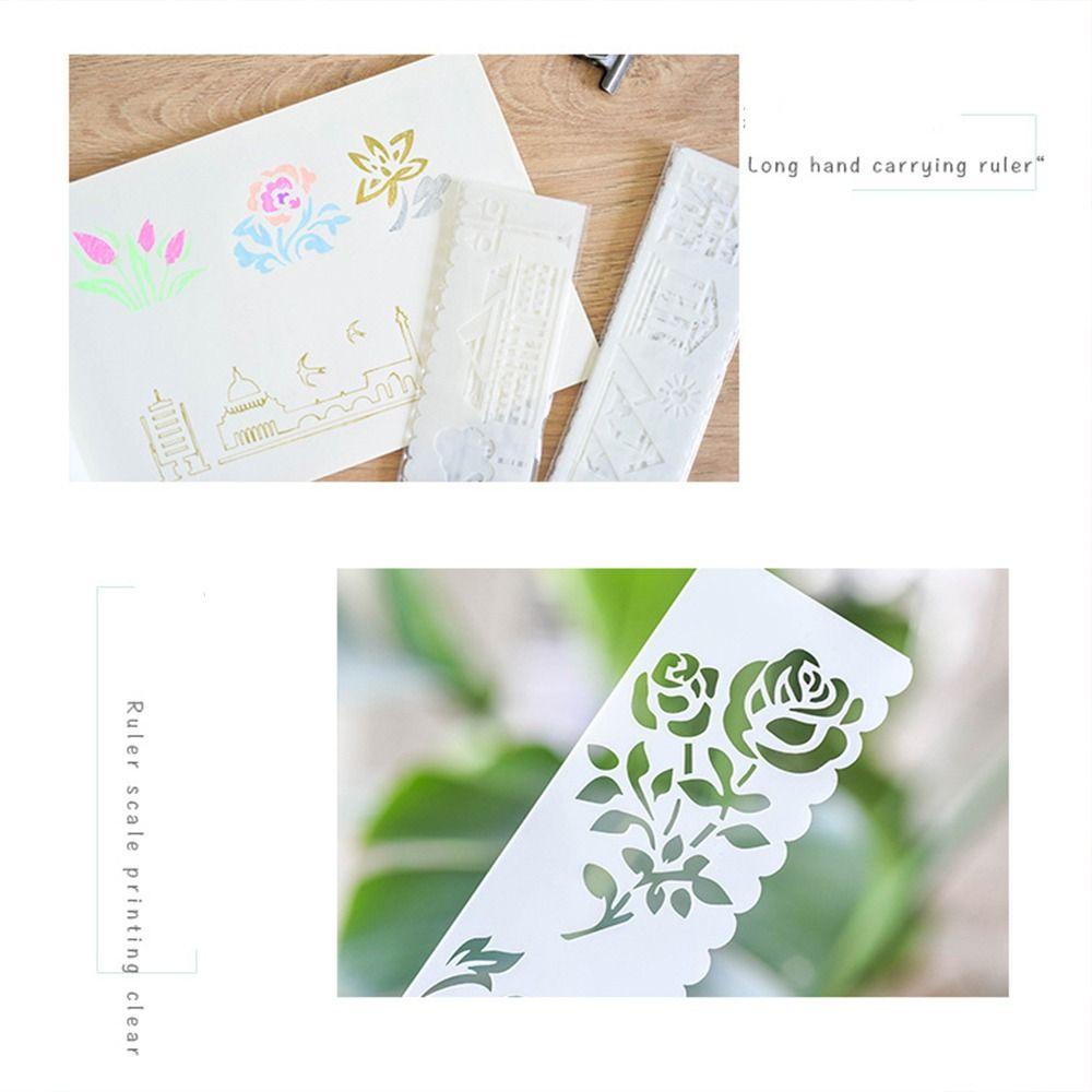 Lanfy Template Gambar 8Pcs/set Copy Siswa Stensil Scrapbooking Album Foto Hand Painted Letter Stencil