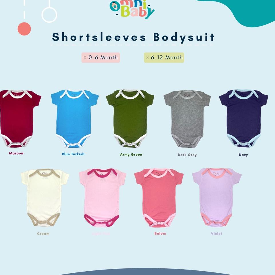 Grosiran OMNIBABY Jumper Pendek Bayi Polos Baju Bayi Perempuan Laki Laki Newborn Soft Cotton Termura