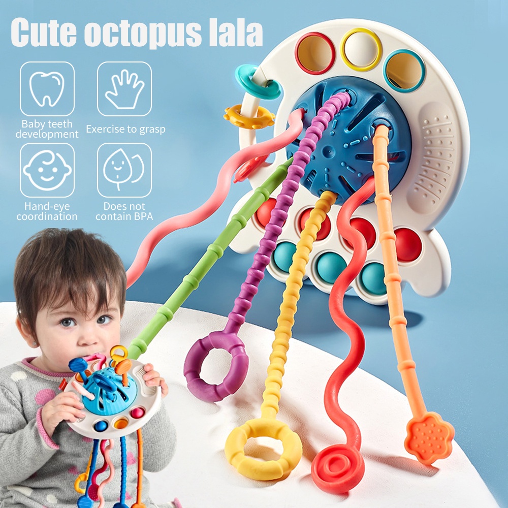 [Featured] Grasp Training Pull String Rattle Early Learning Educational Toy Montessori Baby Toys for Babies 1 / 2 / 3 Years 6-12 Months