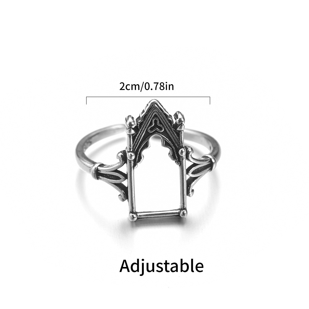 Bertatahkan Zirkon Elegan Gothic Ratu Castle Jari Cincin Adjustable Terbuka Wanita Fashion Perhiasan Wanita Pesta Rings