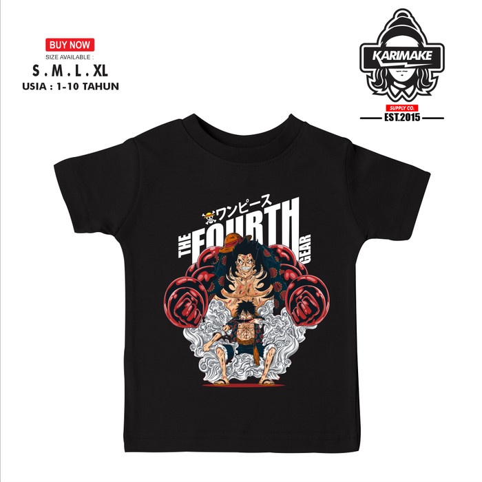 Kaos Baju Anak ONE PIECE MONKEY D LUFFY GEAR FOURTH Kaos Anime - KRMK - XS