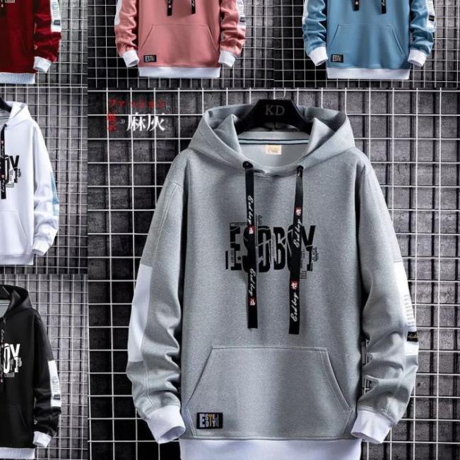 ❃ COD Jaket Sweater Hoodie Pria Esoboy Size M-L-XL || Hoodie Pria ESDBOY Sweater Hitam Putih Abu Mar
