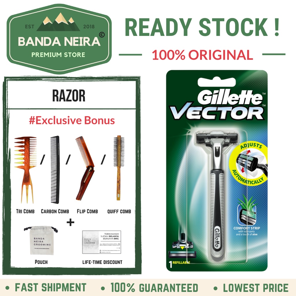 GILLETTE Vector / Razor / Alat Cukur Jenggot Kumis 2 Mata Pisau