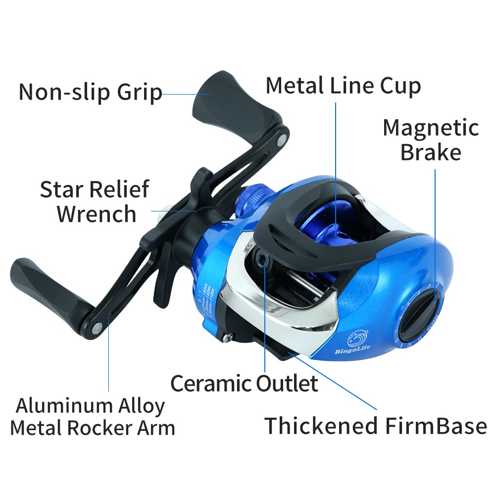 Reel Pancing Baitcast Lure Reel 7.2: 1gear ​​Rasio