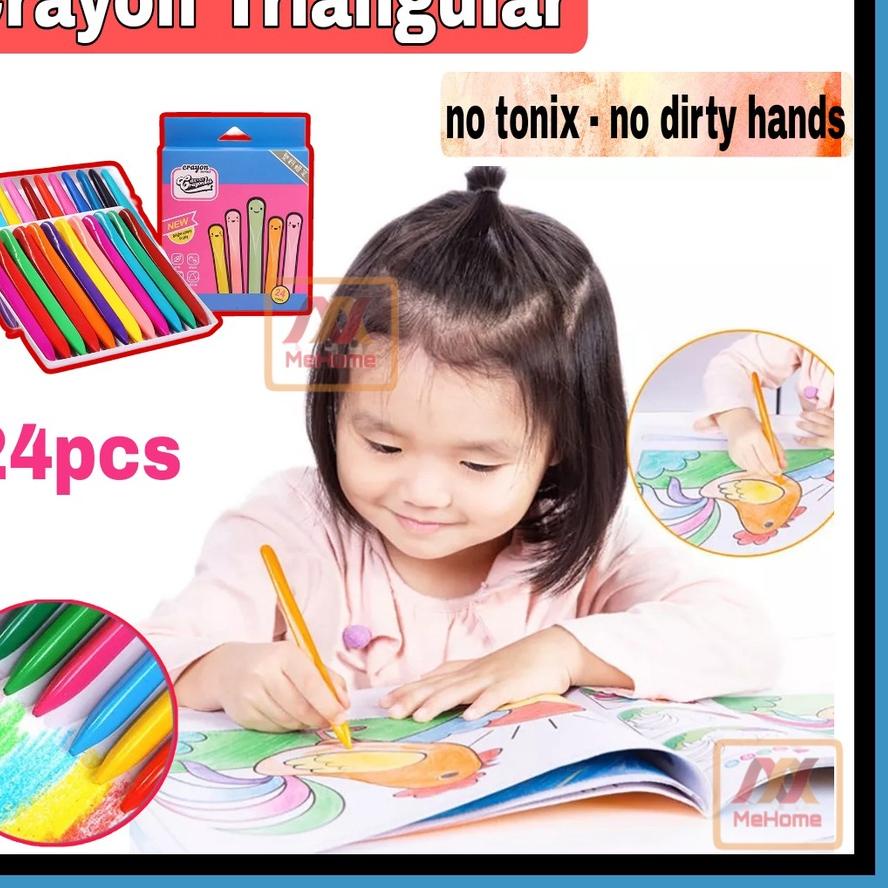 

12.12 NA - TRIANGULAR CRAYON NON TOXIC ISI 24PCS - CRAYON WATERPROOF !