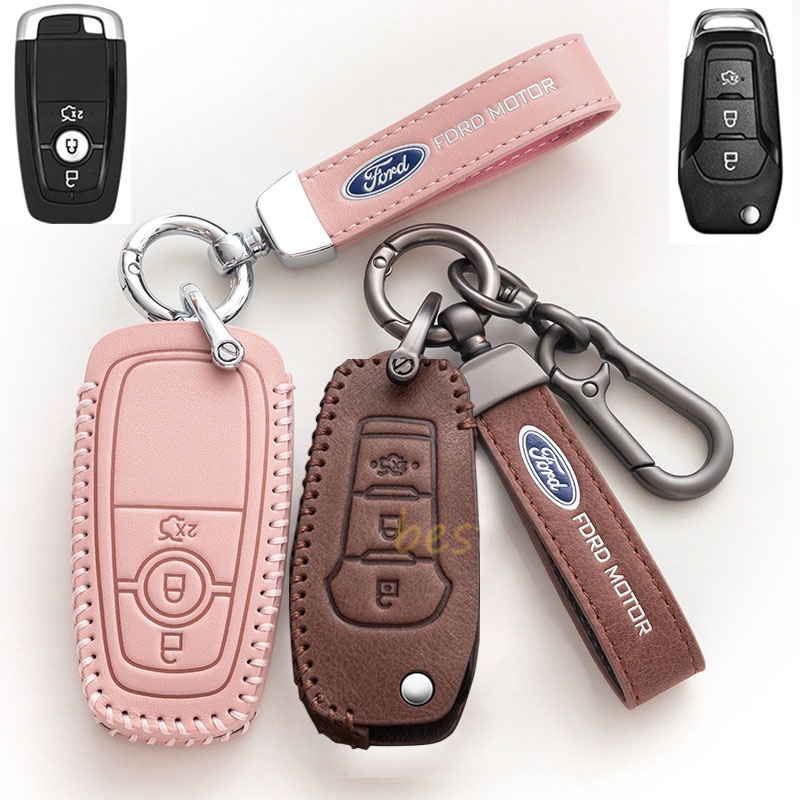 Ford Ranger Kulit Sarung Kunci Mobil Remote Key Case Shell Holder Kantong Key Fob Keychain Untuk Ford Ranger Ecosport Focus