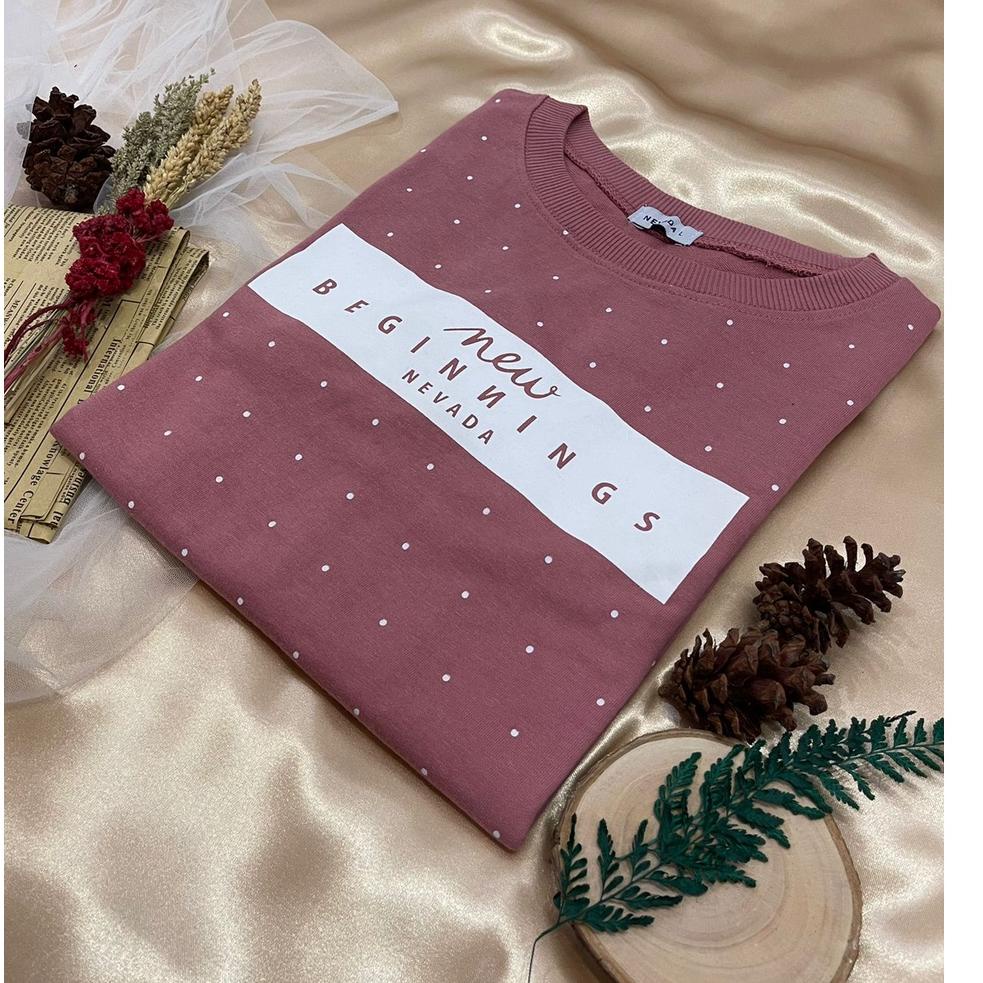 SIAP KIRIM (NEVADA) SWEATER POLKA LENGAN PANJANG SWEATER WANITA NEVADA