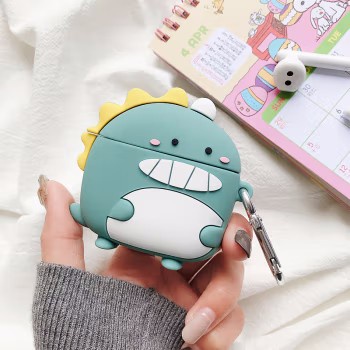 Kartun Lucu 3D Hijau Dinosaurus Bluetooth Earphone Case Cover Untuk Airpods1 2 3 PRO 2 Airpods 3 PRO2 I12 I13 inpods 12 13 TWS Pelindung Headphone
