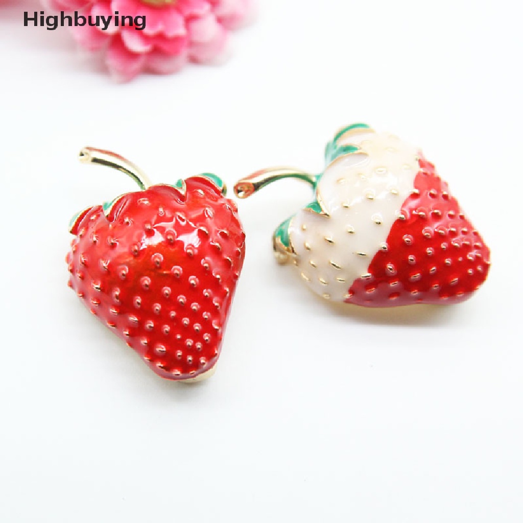 Hbid Fashion Enamel Merah Strawberry Wanita Pin Bros Kerah Lapel Lencana Perhiasan Hadiah Glory