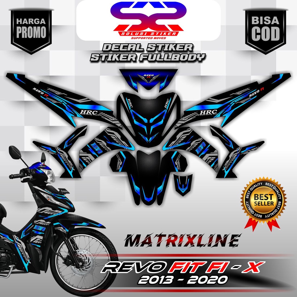 COD  Stiker Decal Revo fit fi / honda Revo x full body Motif  MatrixLine Biru