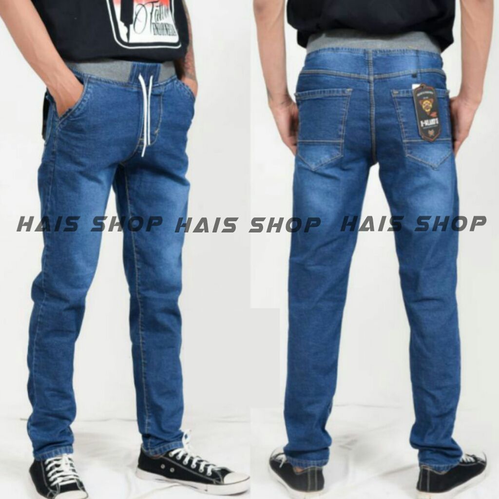 TERLARIS.!!!.Celana Jeans Panjang Pinggang Karet_Celana Jeans Panjang Pria_Celana Jeans panjang Pinggang Karet Melar_Hais Shop