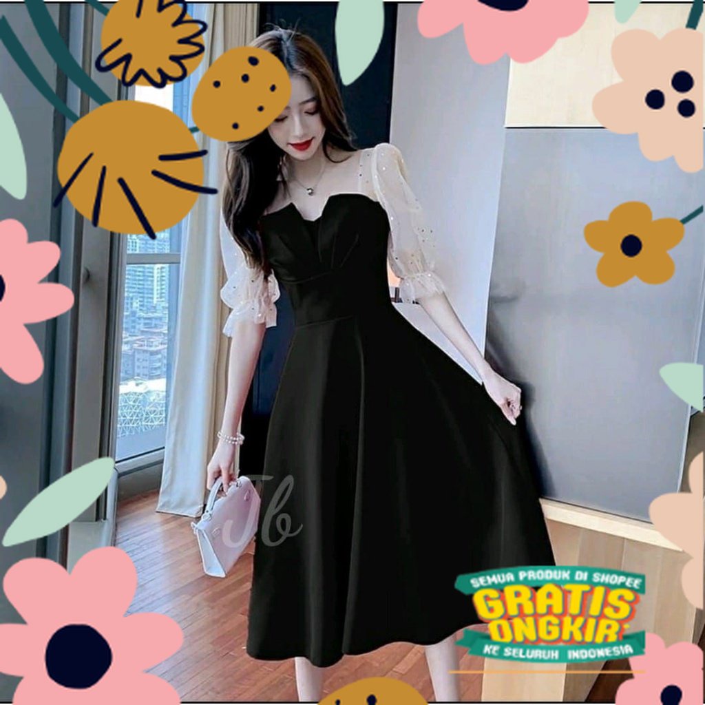 Baju Kondangan Wanita Dress Wanita Casual Dress Brukat Tile Gliter Manik Baju Korean Style Wanita Dr