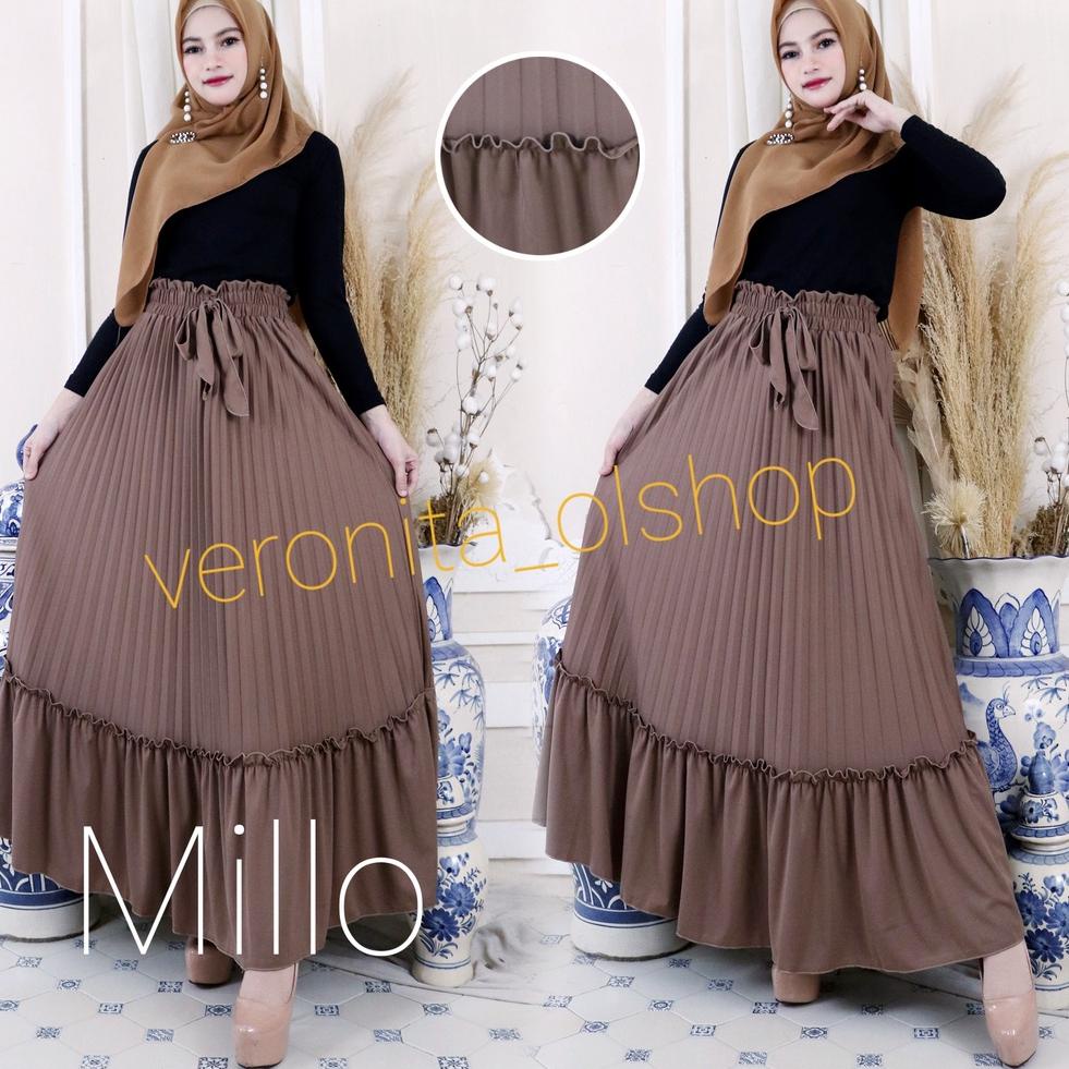 HARGA SPESIAL Rok panjang Plisket Rok cabang Kerutan Rok mayung/Payung Rok muslim Terbaru Terlaris T