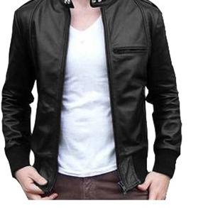 ✾ Jaket Semi Kulit Sintetis Pria Ariel Lis Hitam ➻