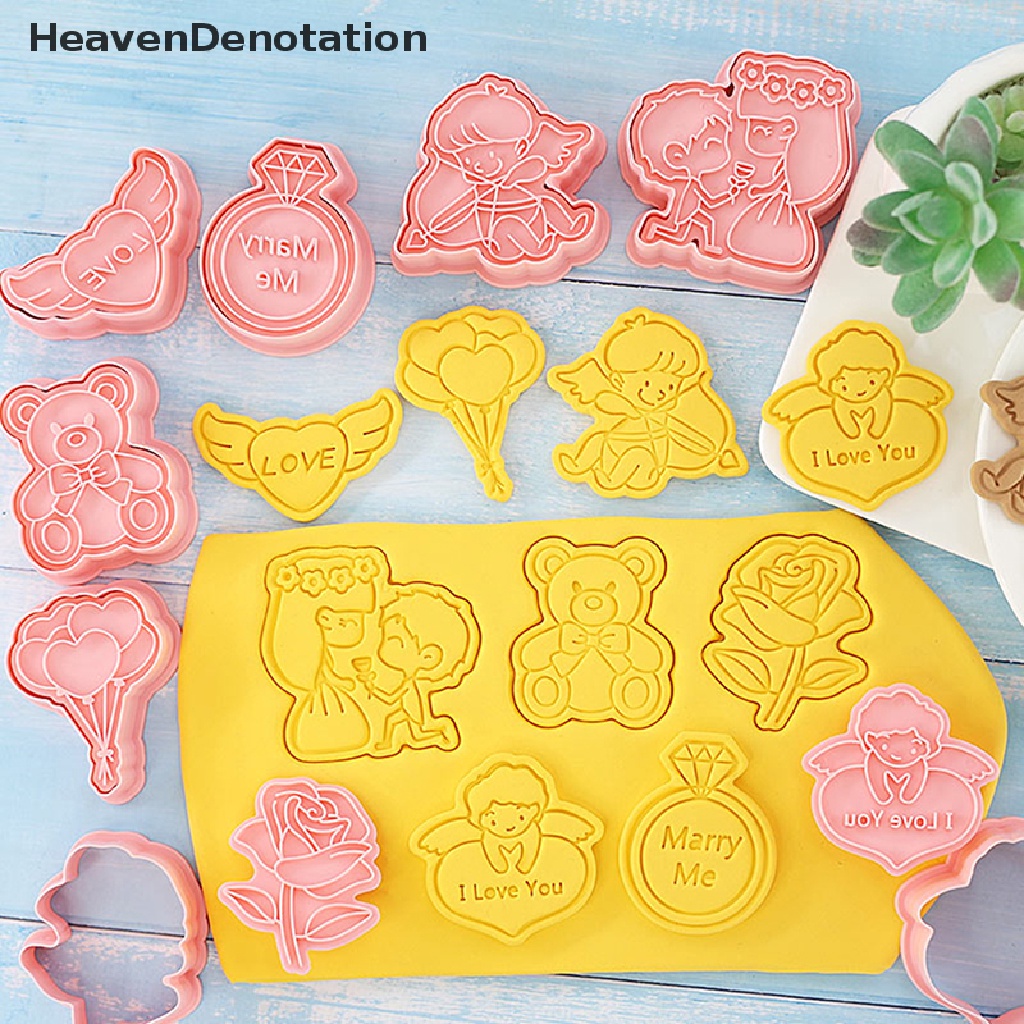 [HeavenDenotation] 8pcs 3D Kartun Cookie Cutters Valenes Day Biscuit Mold DIY Fondant Decorag Untuk Ulang Tahun Pesta Pernikahan Natal Cookies HDV