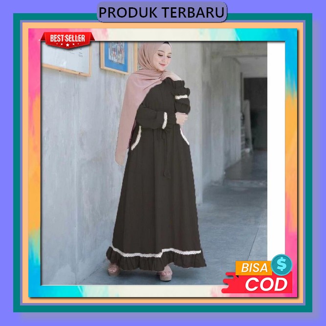 Gamis Remaja Muslim Terbaru Marwah Javina Maxi Model Terbaru Moscrepe Fashion Remaja Kekinian Laris 