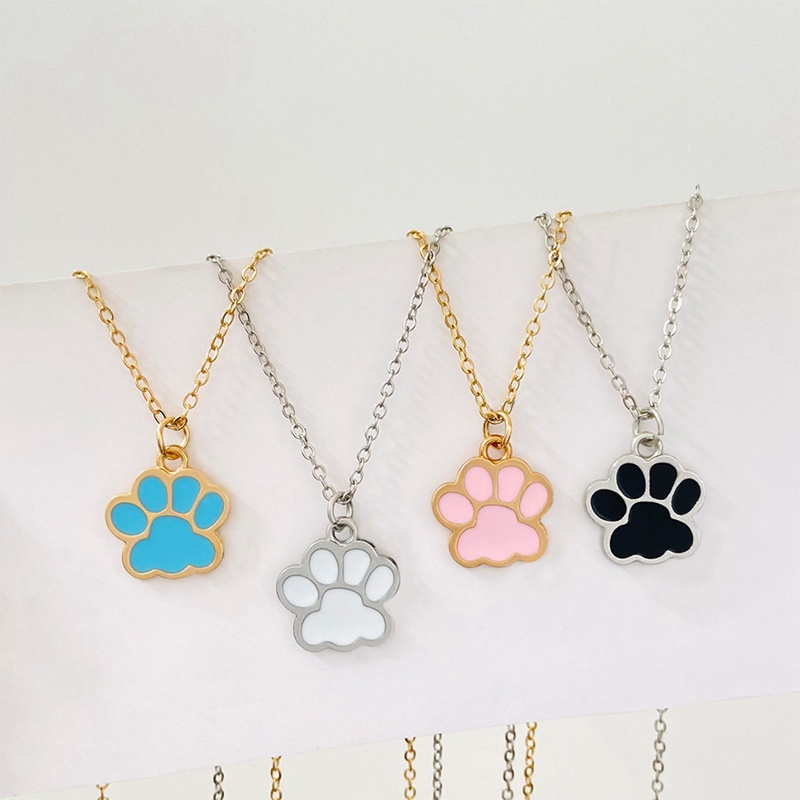 Kalung Paw Kucing Lucu Kucing Hewan Kucing Peliharaan Kucing Akrilik Tutup Botol Kucing Logam Liontin Kalung Untuk Anak-Anak Rantai Choker Perhiasan Hadiah