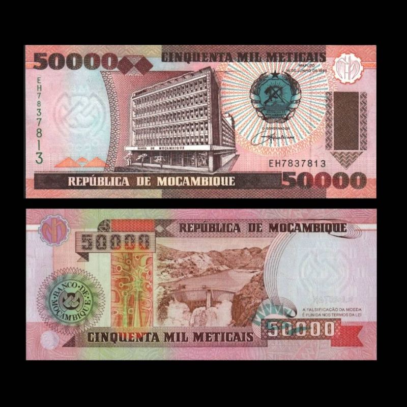 UANG MOZAMBIQUE 50000 METICAIS 1993 UNC ORIGINAL HIGH VALUE