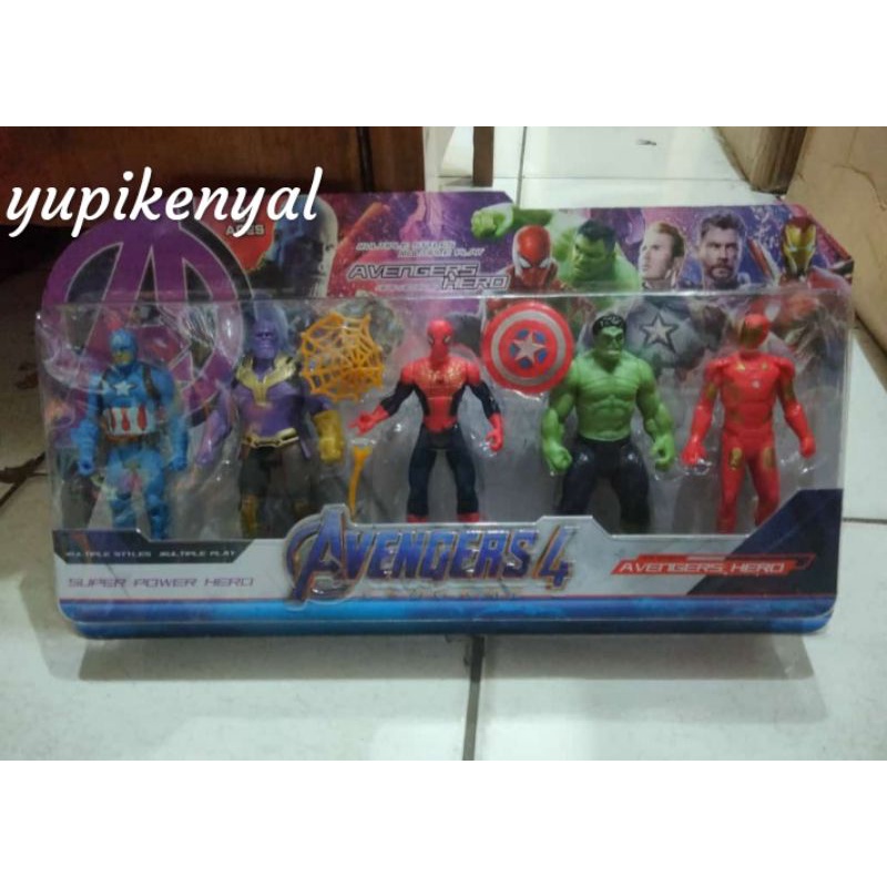Mainan Action Figure Avenger 4 isi set 5 robot