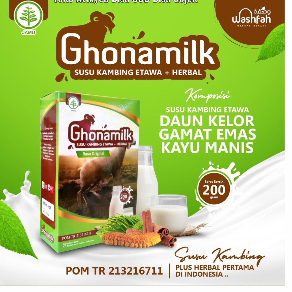 

Di⚡kon !! Ghonamilk Susu Kambing Etawa Nabati 200gr Plus Gamat Emas Daun Kelor + Kayu Manis ( Izin POM )