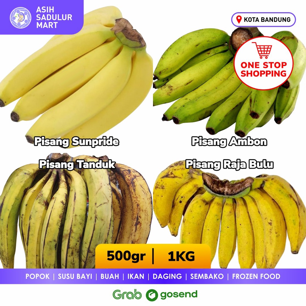 Pisang  Cavendish / C. Sunpride / Ambon Lumut / Pisang Tanduk 1kg | Asih Sadulur Mart