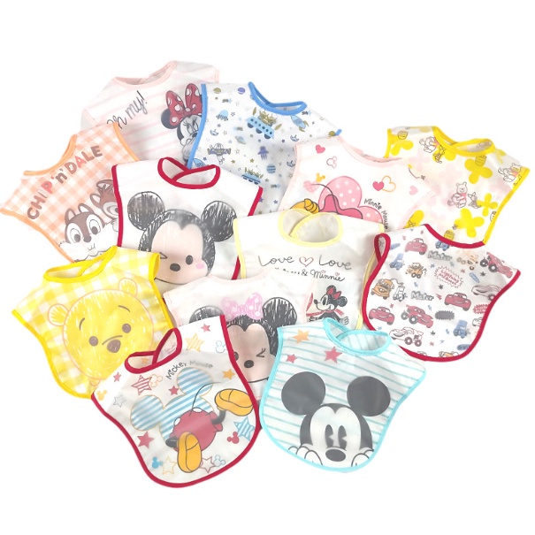 Bib Anak Karakter Disney Series / Bib PENDEK Tanpa Lengan / Celemek Anak Tanpa Lengan / Celemek Makan Bayi Karakter Kartun