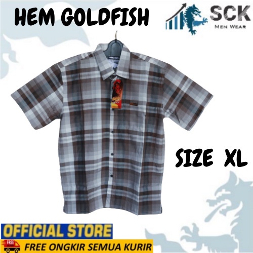 Hem Pria GOLDFISH Lengan Pendek Motif KOKO Salur Reguler Standar / Kemeja Pria Lengan Pendek Murah Aneka Motif