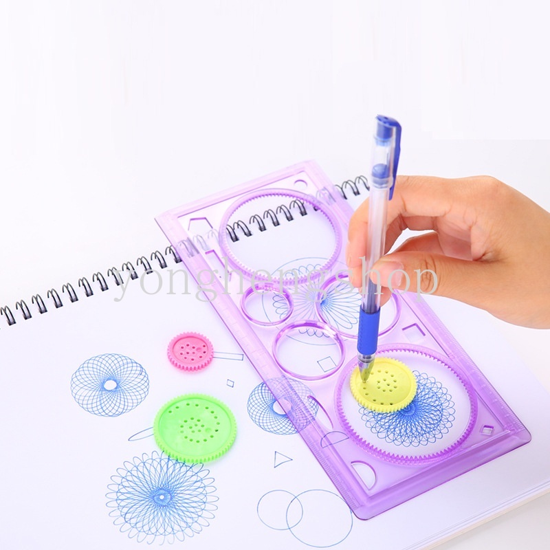 Mainan Puzzle Penggaris Geometri Spirograph Untuk Anak Belajar Matematika