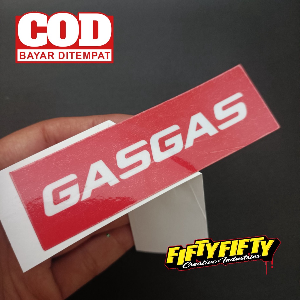 Stiker Print Cut GASGAS Stiker Printing Laminasi Glossy Stiker Motor Mobil Helm Sudah Membentuk Pola Desain