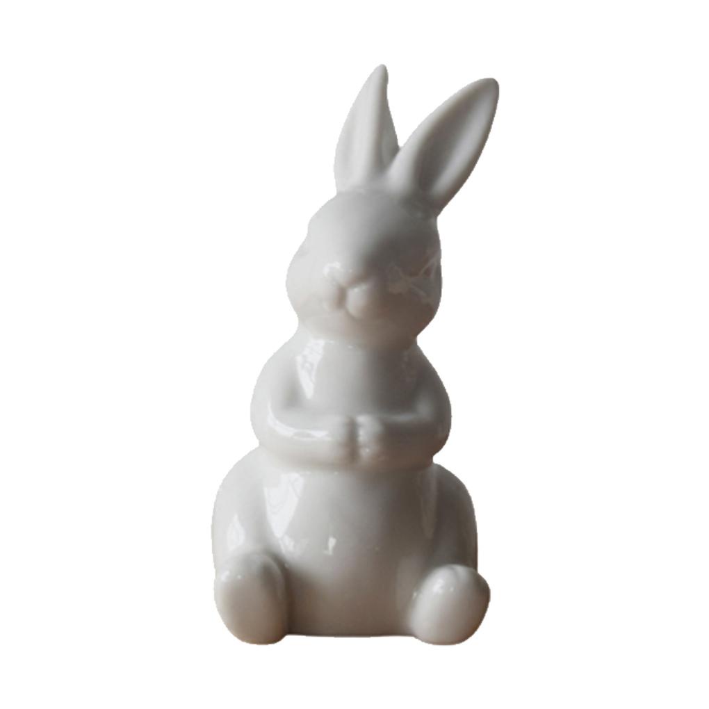 Huit Patung Keramik Bunny Figure Kelinci Putih Hewan Ornamen Hare Lucu Desktop Handmade Patung Meja Dekorasi Rumah Hadiah Kado