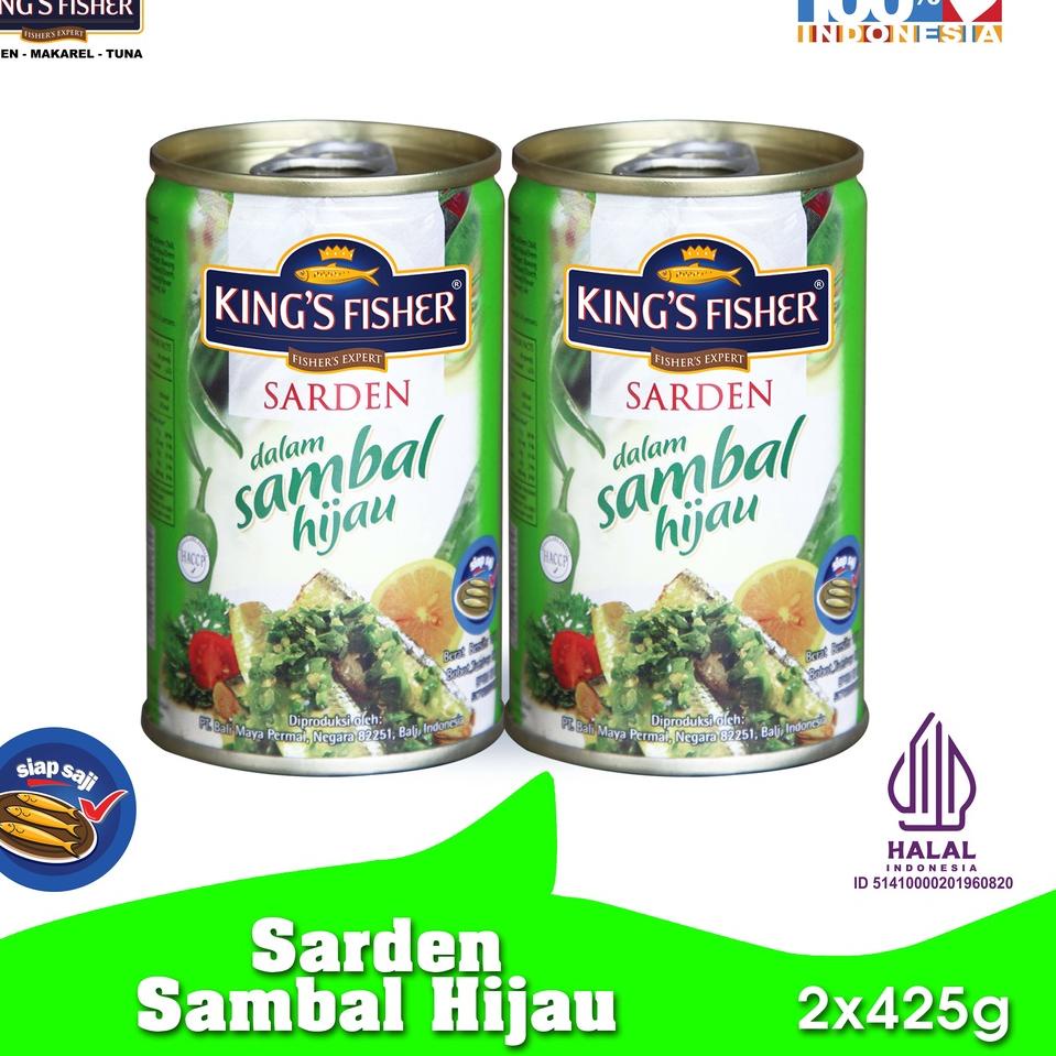 

12.12 Flash Sale King's Fisher PAKET 2 PCS Sarden Sambal Hijau Makanan Kaleng 425 gr gas !!