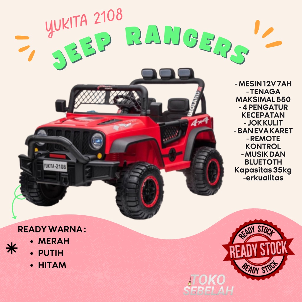 MAINAN AKI REMOTE YUKITA 2108 JEEP RANGERS - MERAH