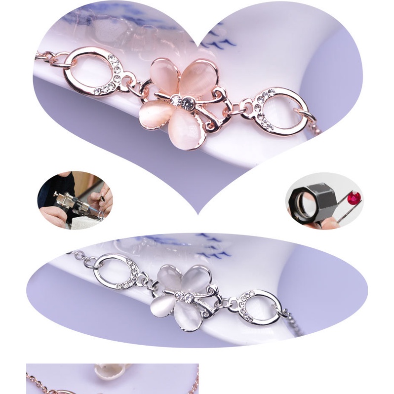 Gelang Warna Rose Gold | Gelang Desain Bunga Kupu-Kupu Butterfly | Aksesoris Wanita | Sendok Garpu Bahan Stainless Steel