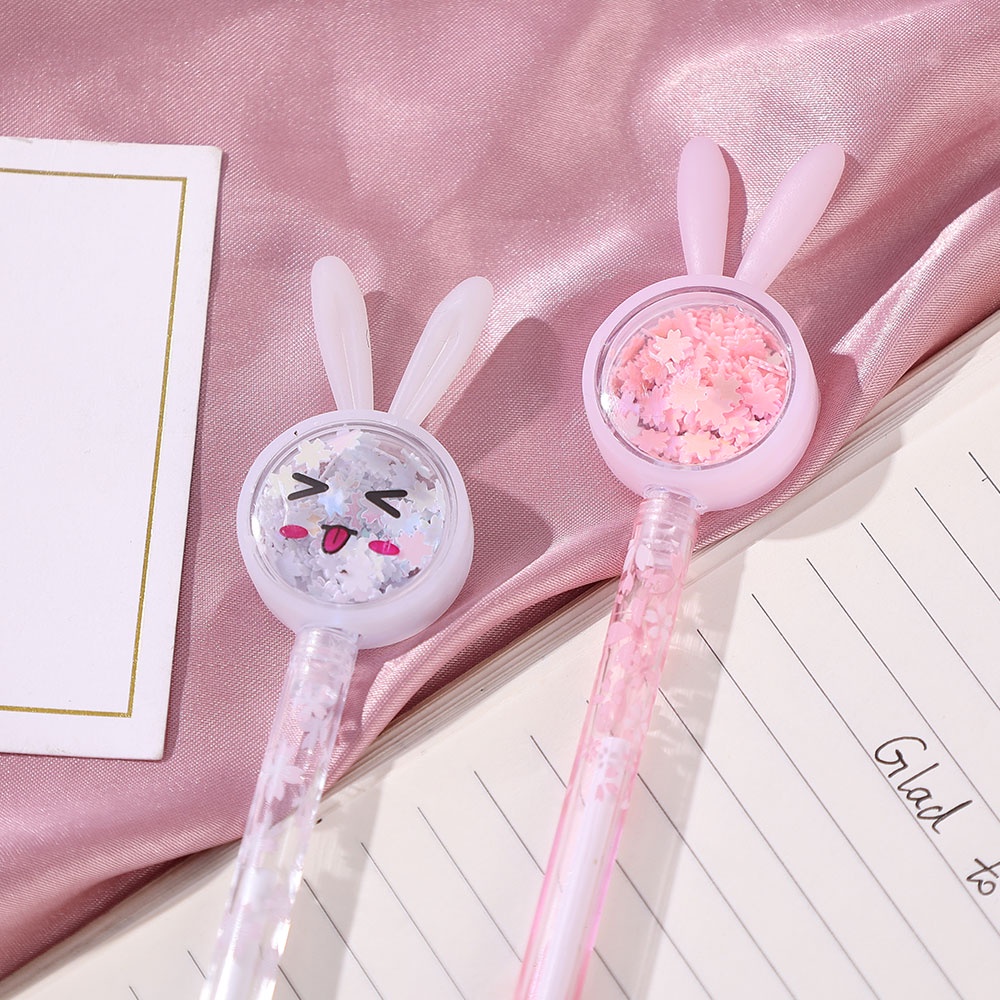 1pc Kawaii Cute Rabbit Modelling Gel Pen 0.5mm Isi Ulang Tulisan Hitam Pena Netral Perlengkapan Kantor Sekolah