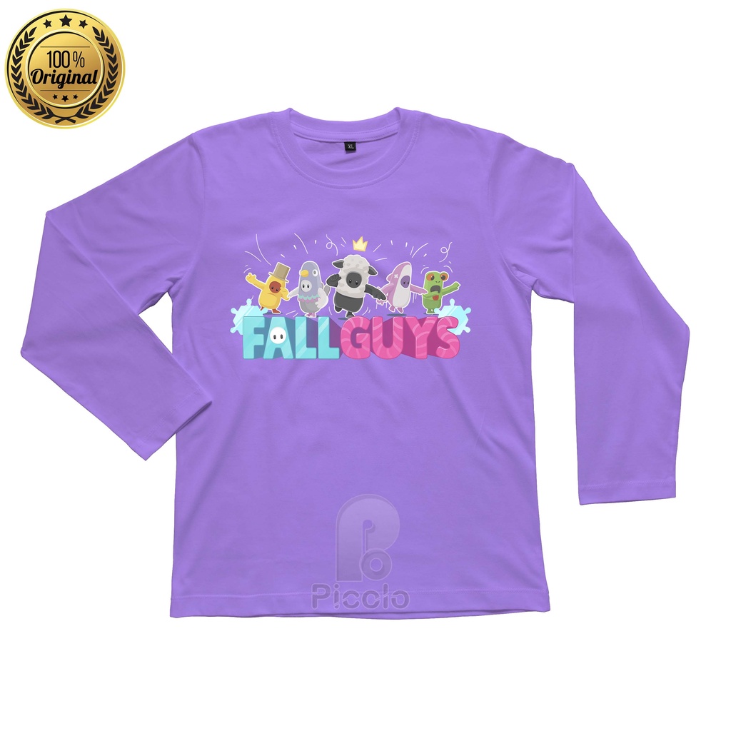 (FREE NAMA) BAJU KAOS ATASAN LENGAN PANJANG ANAK MOTIF GAME FALL GUYS UNISEX