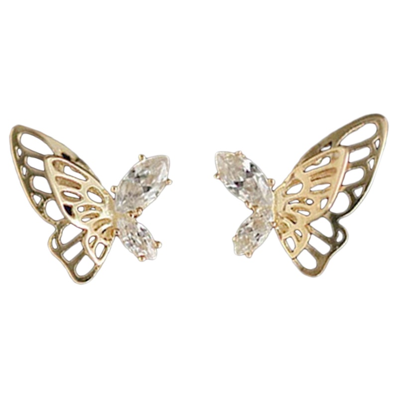 Anting Pejantan Kupu-Kupu Warna Emas Segar Wanita Anting Cocok Mewah Dengan Batu CZ Mempesona Perhiasan Perempuan Aesthetic Baru