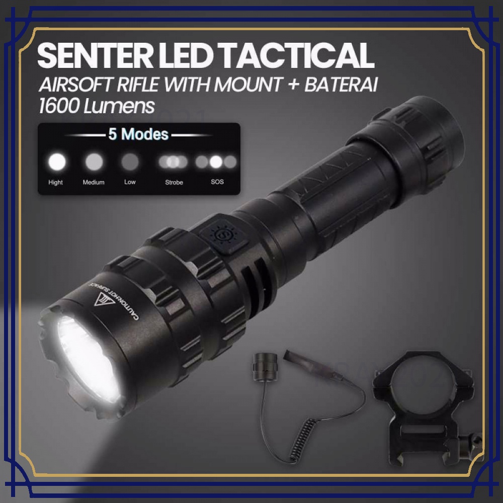 Senter LED Tactical Airsoft Rifle L2 with Mount  Baterai - JG-3