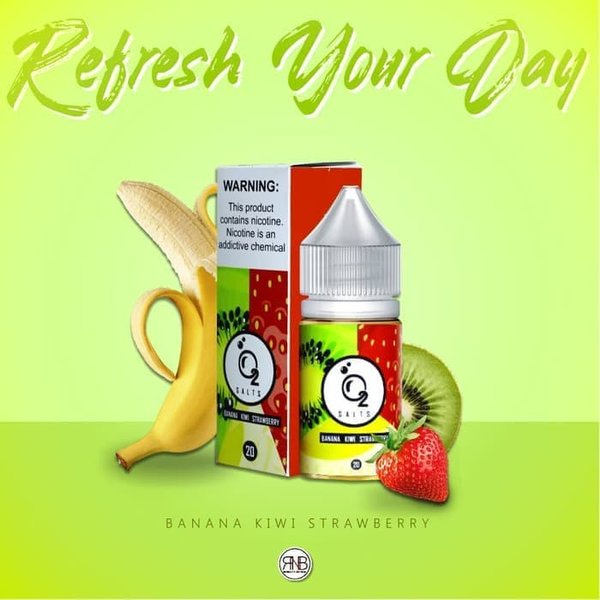 O2 SALT NIC BANANA KIWI STRAWBERRY 30ML 20MG Saltnic Authentic