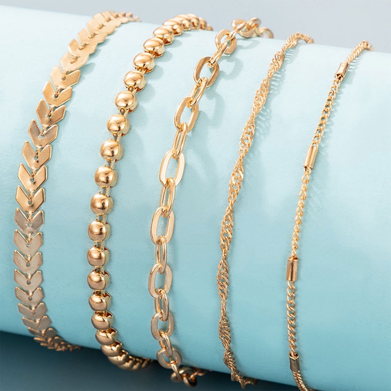 4/5pcs/set Gelang Warna Emas Stainless Steel Twist Cuban Chain Bracelet Untuk Wanita Rantai Gelang Perhiasan Hadiah Grosir Dropshipping