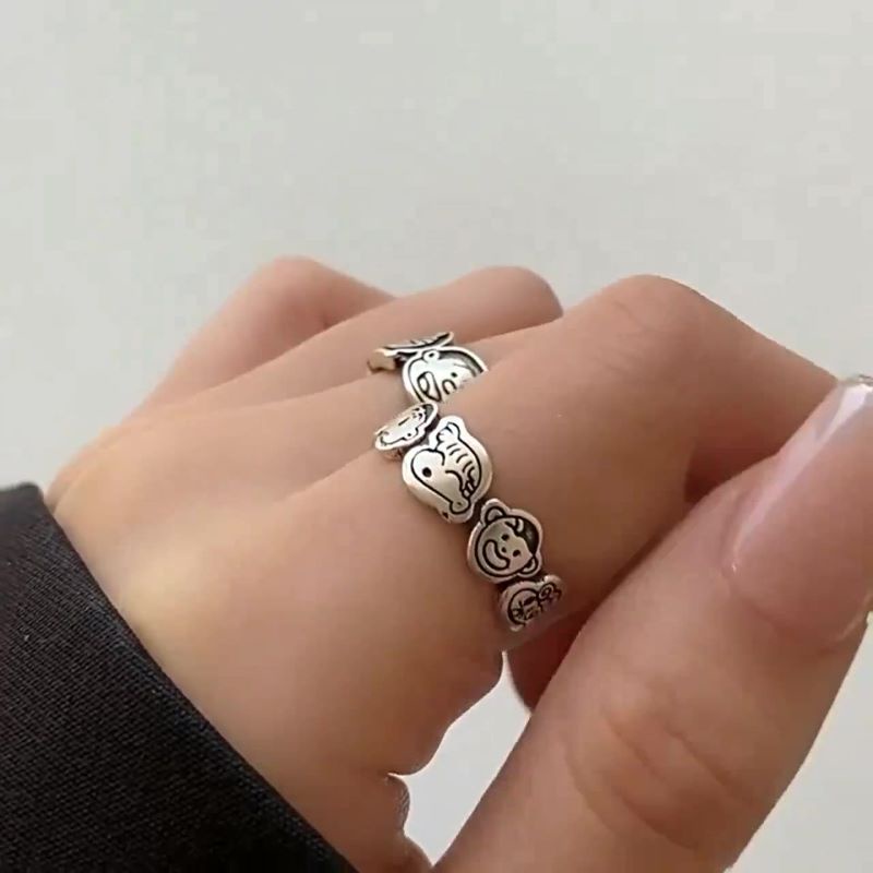 Cincin Pembukaan Kecil Crayon Anime Metal Lucu Baru Untuk Wanita