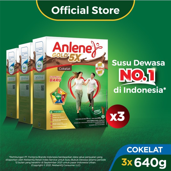 

[ COD ] Anlene Gold 5X Susu Bubuk Cokelat 3 x 640g-Tulang, Sendi & Otot