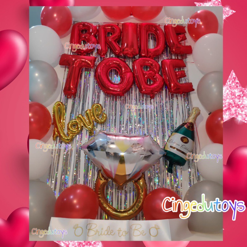 Paket Set dekorasi bridal shower simpel balon bride to be full set LENGKAP