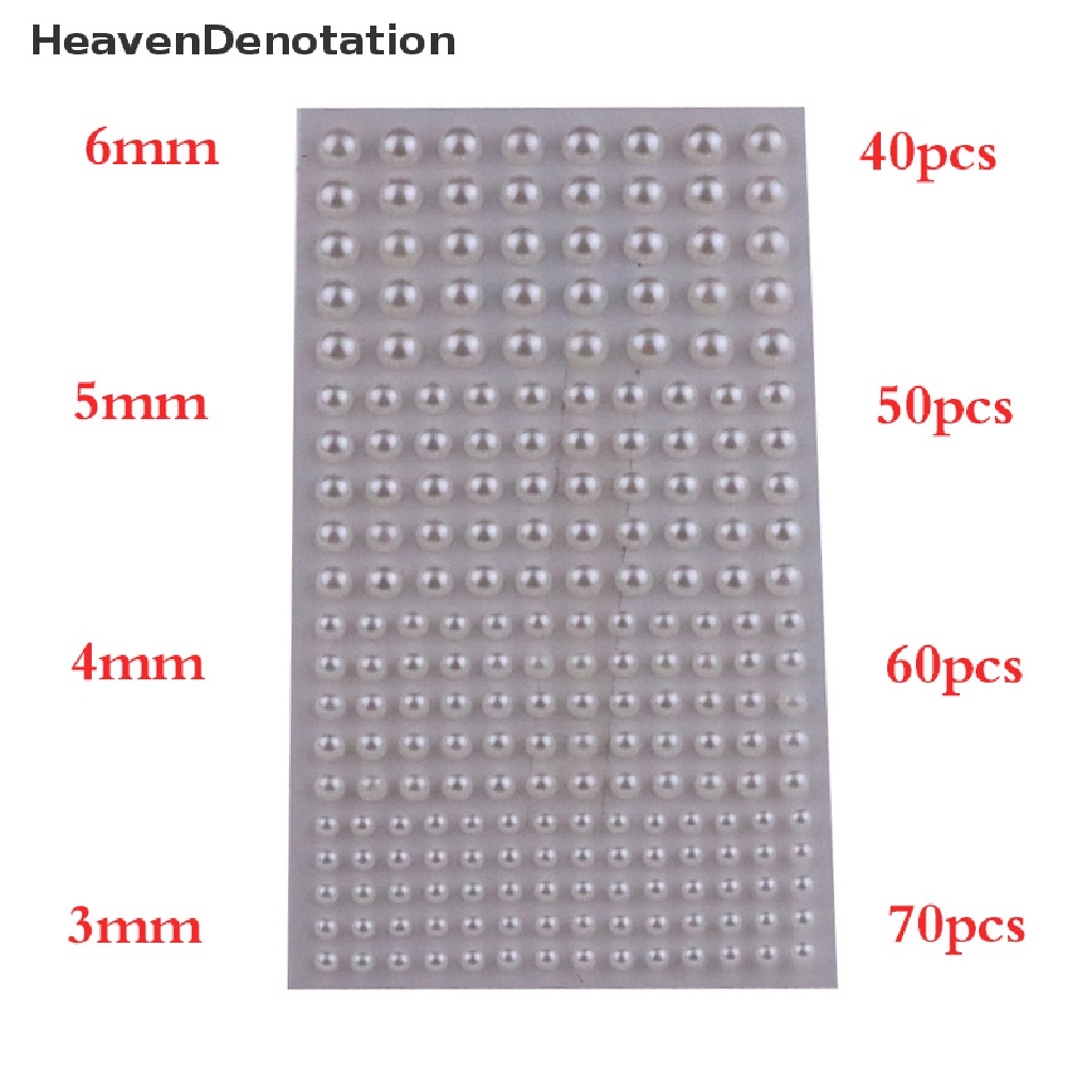 [HeavenDenotation] 220pcs Mix 3mm/4mm/5mm/6mm Rambut Mutiara Stick On Self Adhesive Pearls Stickers Face Pearls Stiker Untuk Rambut Wajah Makeup Kuku DIY Kerajinan HDV