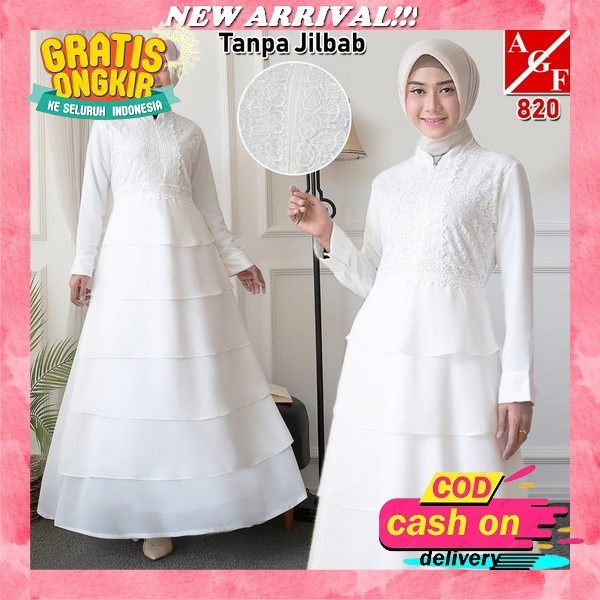Gamis Syari Soffina Set Hijab Polos Busui Friendly Bahan Lady Zara Premium Aplikasi Renda Hitam Dan 