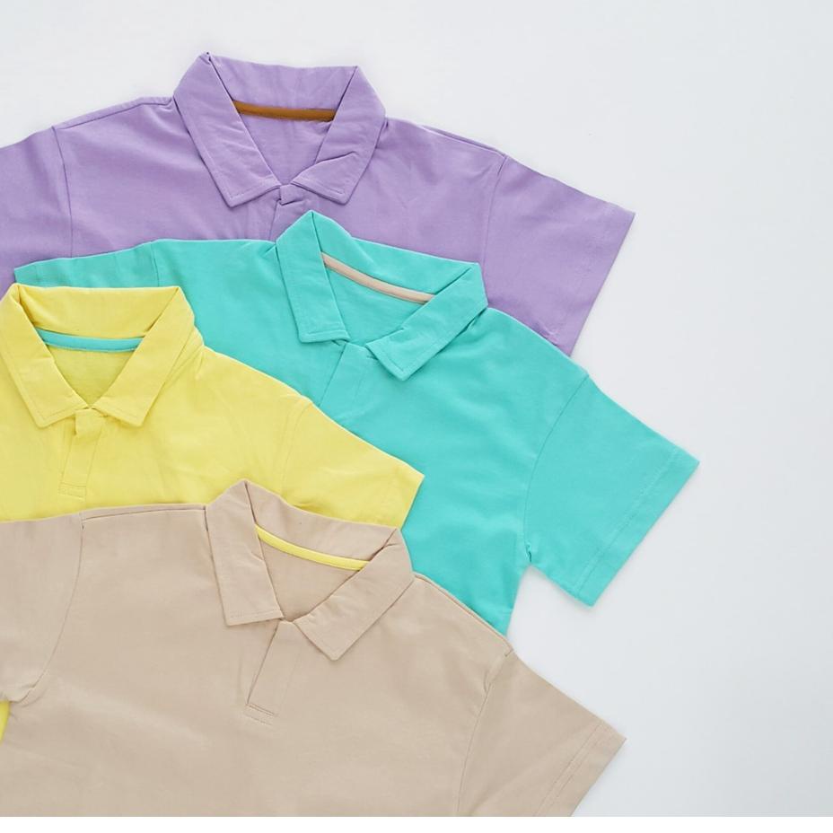 Promo HEYTIMMY - Kaos Kerah Anak Laki Laki Polos Basic Lengan Pendek - Bora Soft Color