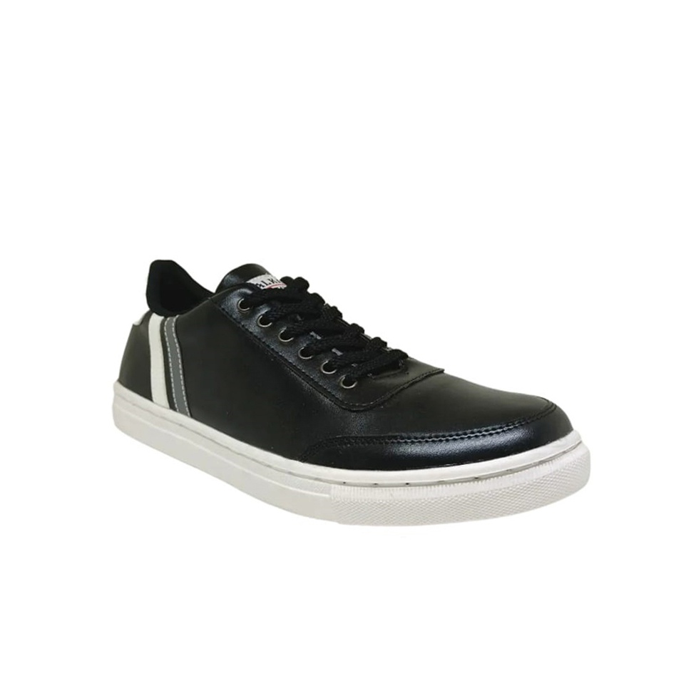 HILTON X ZAGIB LEATHER FULL BLACK | Sepatu Pria Skate Big Size Sneakers Cowok Bule Ukuran Jumbo