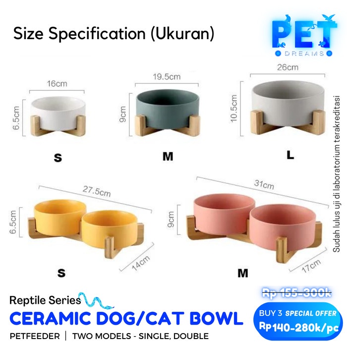 CERAMIC PET FOOD BOWL TEMPAT MAKAN MINUM MANGKOK KUCING ANJING DOG CAT