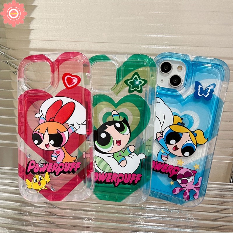 Airbag Shockproof Case For Redmi 12C 9 10C 9T A1 9C NFC 10 9A 10A Redmi Note 10 8 11s 11 10s 9 POCO F4 Cartoon The Powerpuff Girls Gradient Love Heart Soft TPU Cover