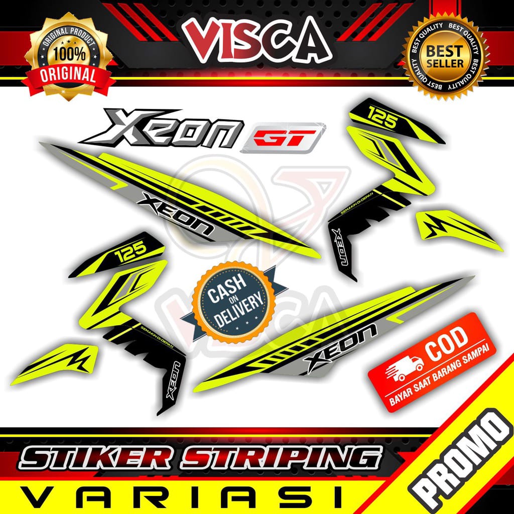 COD / Bayar Ditempat Striping Lis Xeon Gt Stiker Motor Yamaha Xeon Gt Striping Hologram Xeon Green