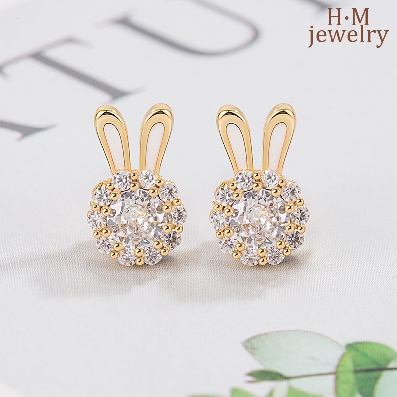 Rotatable Bunny Ear Studs Kecil, Indah Dan Lucu2023Anting Baru